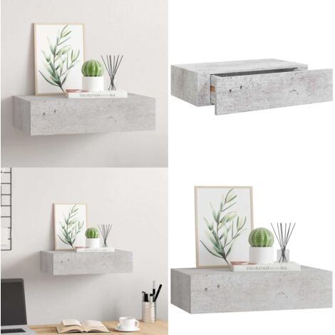Scaffale con Cassetti da Parete Grigio Cemento 40x23,5x10cm MDF - Cassetto da parete - Scaffale in MDF