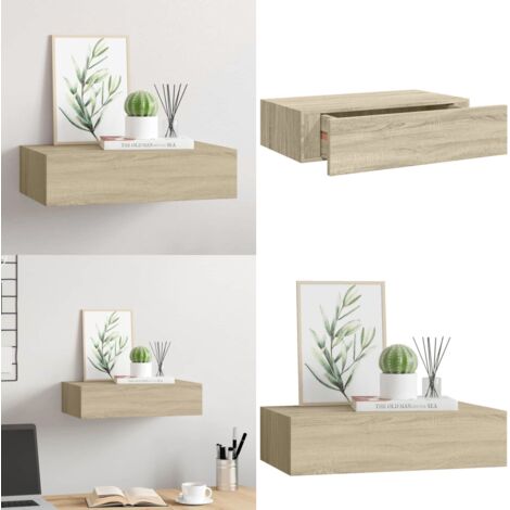 Scaffale con Cassetti da Parete Rovere 40x23,5x10 cm in MDF - Cassetto - Scaffale in mdf