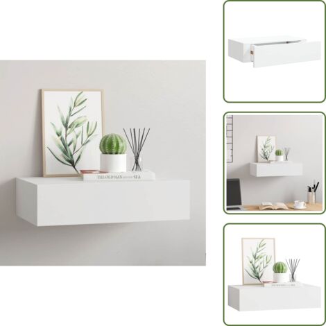 Scaffale con cassetto - vidaXL Scaffale con Cassetti da Parete Bianco 40x23,5x10 cm in MDF - Scaffale sospeso