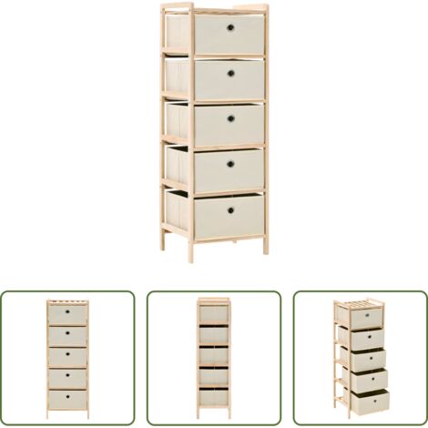 Scaffale con cesti -  Scaffale con 5 Cesti in Tessuto in Legno di Cedro Beige