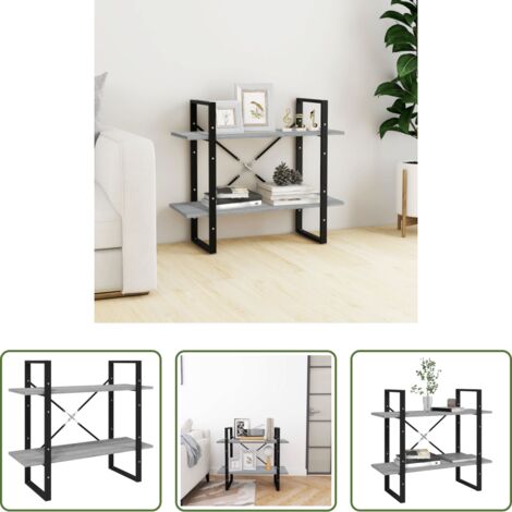 Scaffale con mensole -  Libreria a 2 Ripiani Grigio Sonoma 80x30x70cm Legno Multistrato