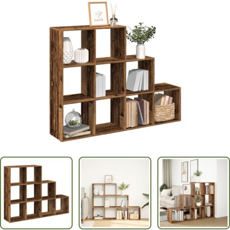 Scaffale con scomparti cubici -  Libreria a 3 Ripiani Legno Vecchio 137,5x29x103,5 cm Truciolato