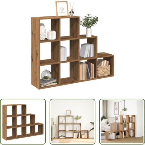 Scaffale con scomparti cubici -  Libreria a 3 Ripiani Rovere 137,5x29x103,5 cm in Truciolato