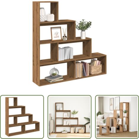 Scaffale con scomparti -  Libreria a 4 Ripiani Rovere 143,5x29x143,5 cm in Truciolato