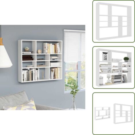 Scaffale con scomparti - vidaXL Scaffale a Parete Bianco 90x16x78 cm in in Multistrato - Scaffale per libri