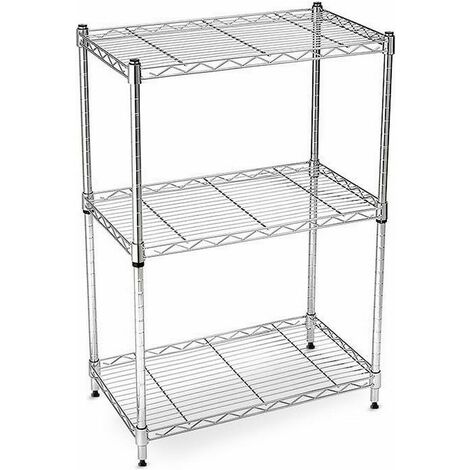 WOLTU Scaffale per Cucina in Acciaio Legno 4 Ripiani Ganci Carrello  Microonde Rovere Chiaro+bianco