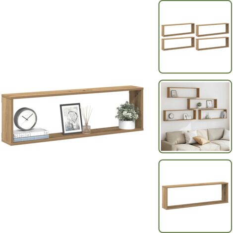 Scaffale cubico - vidaXL Mensole Parete a Cubo 4 pz Artigianale 100x15x30 cm Truciolato - Scaffale per casa