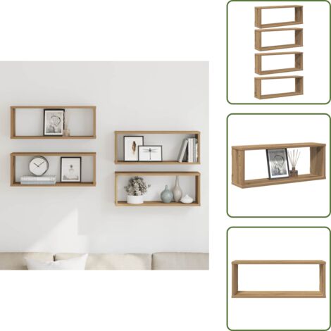 Scaffale cubo - vidaXL Mensole Parete a Cubo 4 pz Artigianale 30x15x30 cm Truciolato - Scaffale per casa