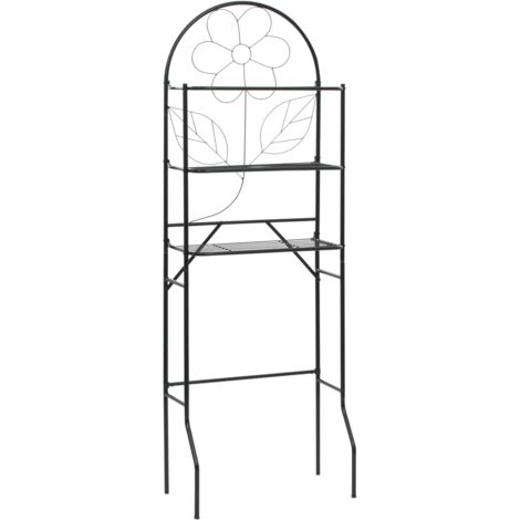 vidaXL Scaffale da Bagno Acciaio Mensola Ripiano Espositore Piante Bianco/Nero