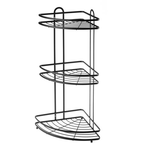 Scaffale da bagno angolare con 3 ripiani NIVES nero opaco