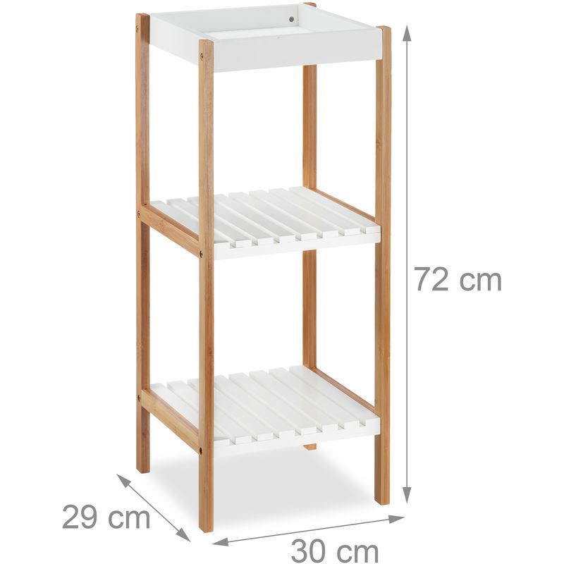 Accessori Bagno Senza Trapano.Scaffale Da Bagno Con 3 Mensole Aperto Senza Trapano Hxlxp 72x30x29 Cm Marrone Bianco Bambu Legno Mdf 5100242345605