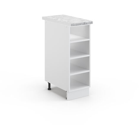 Scaffale da cucina Fame-Line, Bianco, 30 cm , PL Marmo, Vicco