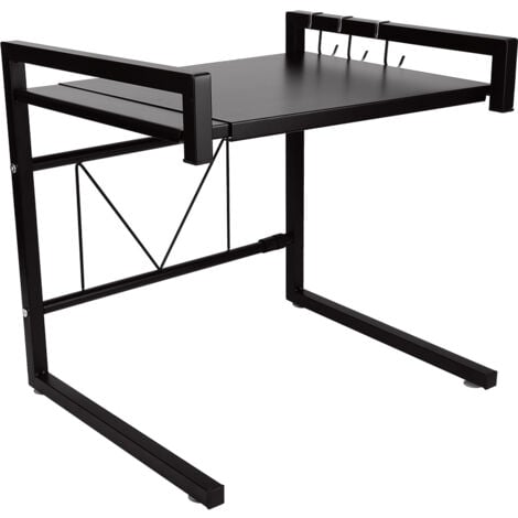 Scaffale da cucina regolabile, nero, acciaio inossidabile