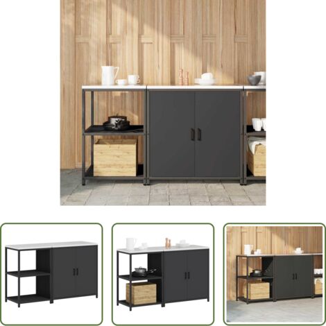 Scaffale da cucina -  Set di Stoccaggio per Cucina con lo scaffale 2 pcs Nero