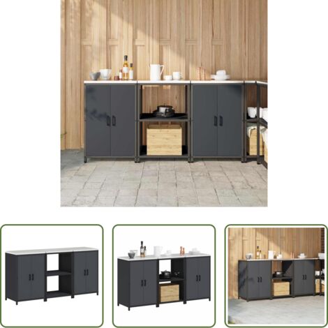 Scaffale da cucina -  Set di Stoccaggio per Cucina con lo scaffale 3 pcs Antracite