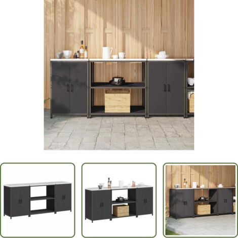 Scaffale da cucina -  Set di Stoccaggio per Cucina con lo scaffale 3 pcs Nero