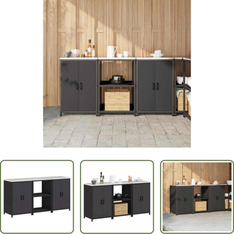 Scaffale da cucina -  Set di Stoccaggio per Cucina con lo scaffale 3 pcs Nero