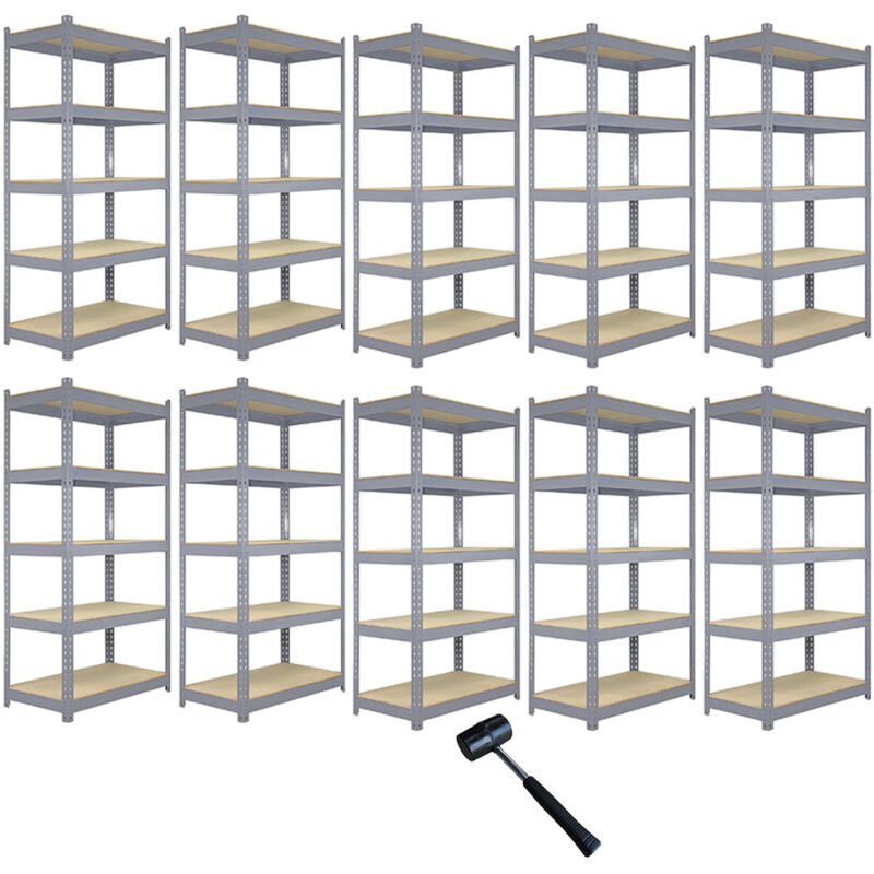 10 x Q-Rax Grey Metal Racking Units 90 x 50 x 180cm Grey