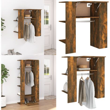 Scaffale da Ingresso Rovere Fumo 97,5x37x99cm Legno Multistrato - Scaffale da corridoio - Scaffale in legno