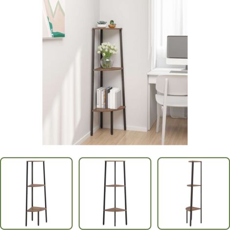 Scaffale da interno - Scaffale Angolare 3 Livelli Marrone Scuro Nero 45,5x31,5x120cm