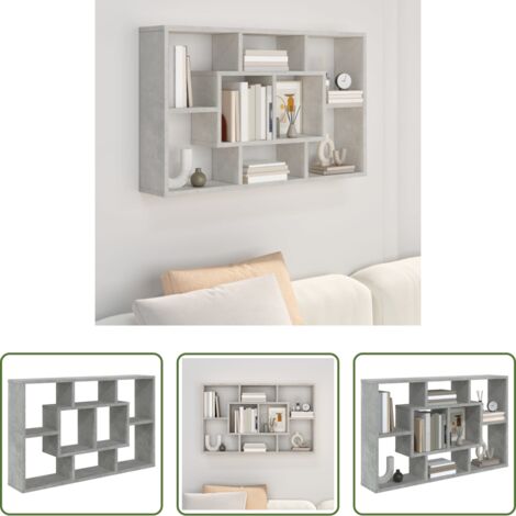 Scaffale da parete -  Mensola a Muro Grigio Cemento 85x16x52,5cm in Legno Multistrato