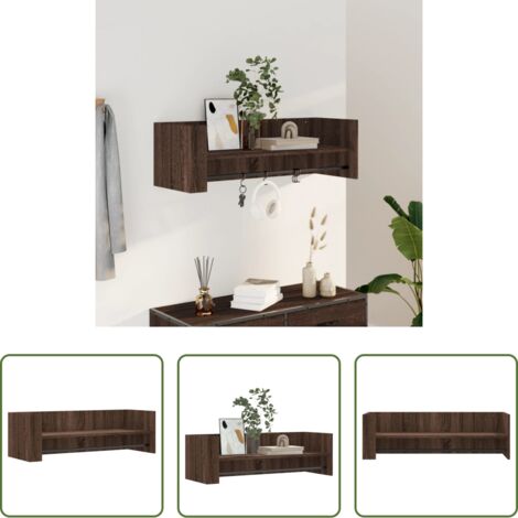 Scaffale da parete -  Mensola a Muro Rovere Marrone 100x35x30,5 cm Legno Multistrato