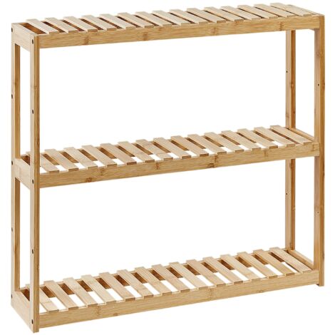 Scaffale da parete per bagno in bambù in stile minimalista 3 ripiani in legno chiaro Paducah