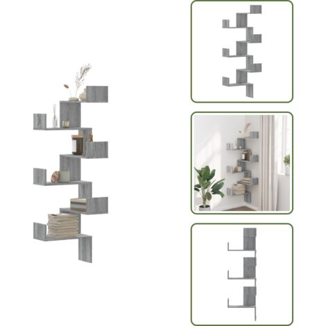 Scaffale da parete salva spazio - vidaXL Scaffale Angolare Muro Grigio Sonoma 45x45x147 cm Multistrato -
