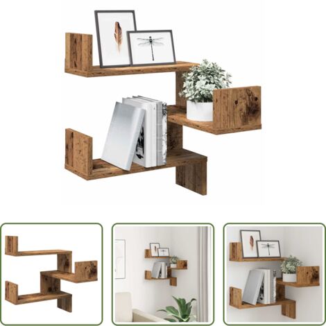 Scaffale da Parete -  Scaffale Angolare Muro Legno Antico 40x40x49,5 cm Truciolato