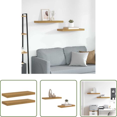 Scaffale da parete -  Scaffale da parete 2 pcs Beige 60 x 23,5 x 4 cm