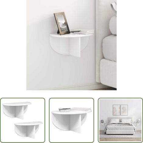 Scaffale da parete -  Scaffale da parete 2 pcs Bianco Lucido 38 x 19 x 19 cm