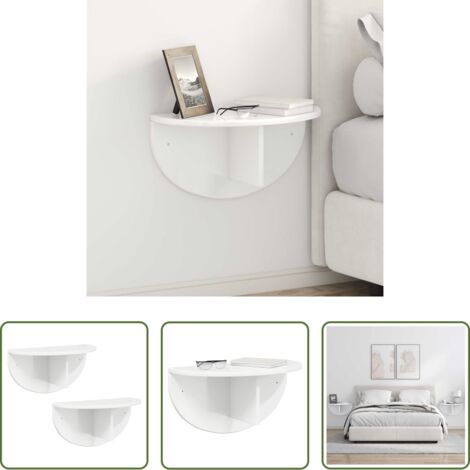 Scaffale da parete -  Scaffale da parete 2 pcs Bianco Lucido 48 x 24 x 24 cm