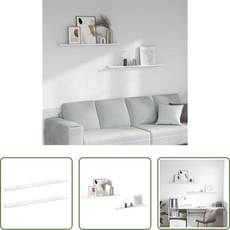 Scaffale da parete -  Scaffale da parete 2 pcs Marmo Bianco 100 x 9 x 3 cm