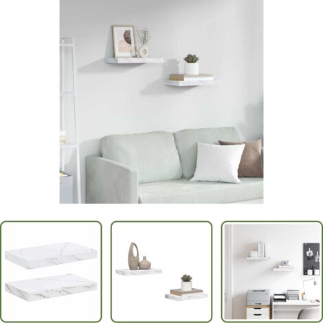 Scaffale da parete -  Scaffale da parete 2 pcs Marmo Bianco 40 x 23,5 x 4 cm