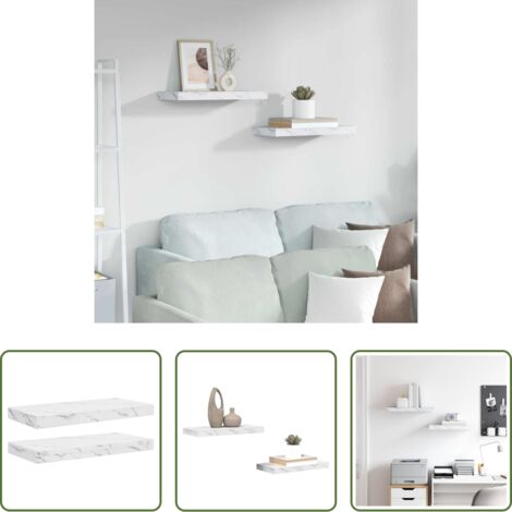 Scaffale da parete -  Scaffale da parete 2 pcs Marmo Bianco 50 x 23,5 x 4 cm