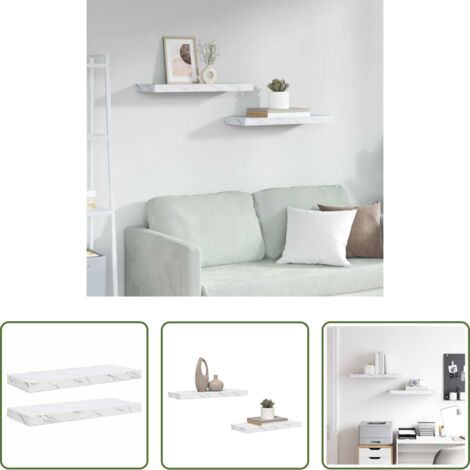 Scaffale da parete -  Scaffale da parete 2 pcs Marmo Bianco 60 x 23,5 x 4 cm