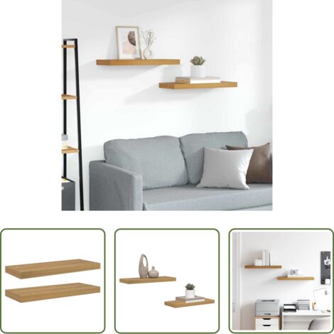 Scaffale da parete -  Scaffale da parete 2 pcs Marrone 50 x 23 x 4 cm