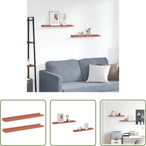 Scaffale da parete -  Scaffale da parete 2 pcs Rosso 60 x 9 x 3 cm Legno multistrato