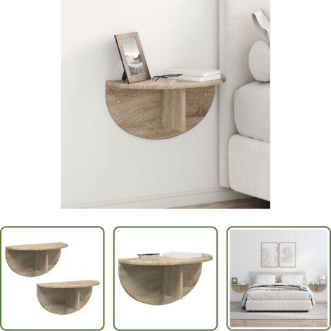 Scaffale da parete -  Scaffale da parete 2 pcs Rovere Sonoma 48 x 24 x 24 cm