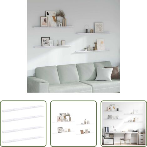 Scaffale da parete -  Scaffale da parete 4 pcs Marmo Bianco 115 x 9 x 3 cm