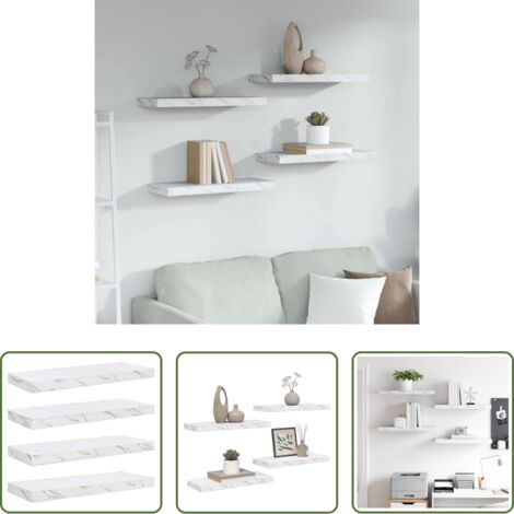 Scaffale da parete -  Scaffale da parete 4 pcs Marmo Bianco 50 x 23 x 4 cm