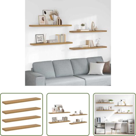 Scaffale da parete -  Scaffale da parete 4 pcs Marrone 120 x 23,5 x 4 cm