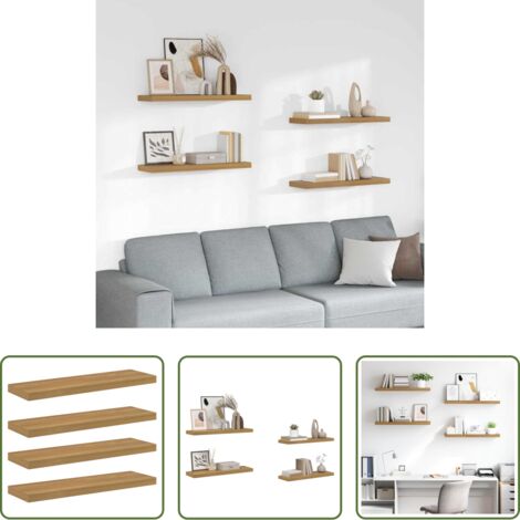Scaffale da parete -  Scaffale da parete 4 pcs Marrone 90 x 23,5 x 4 cm