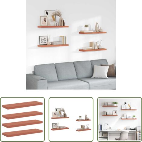 Scaffale da parete -  Scaffale da parete 4 pcs Rosso 80 x 23,5 x 4 cm