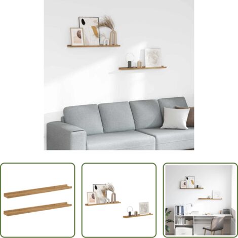 Scaffale da parete -  Scaffale da parete con lo scaffale 2 pcs Marrone 80 x 9 x 3 cm