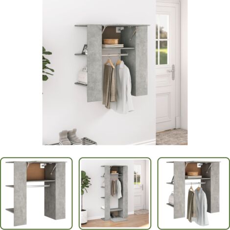 Scaffale da parete -  Scaffale Ingresso Grigio Cemento 97,5x37x99cm Legno Multistrato