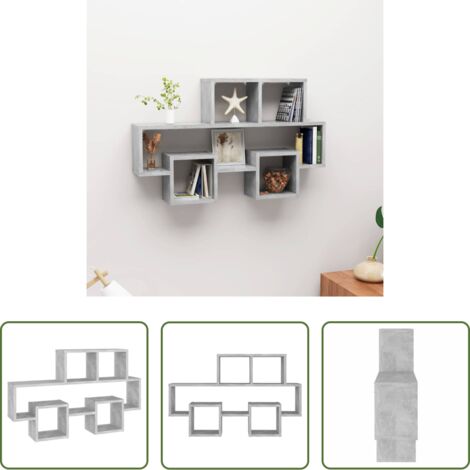 Scaffale da parete -  Scaffale Muro Auto Grigio Cemento 82x15x51 cm Legno Multistrato