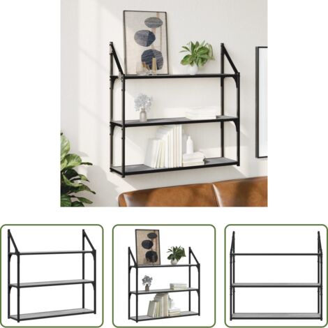 Scaffale da parete -  Scaffale Parete 3Ripiani Grigio Sonoma 80x21x78,5cm Multistrato
