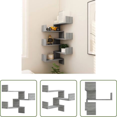 Scaffale da parete -  Scaffale Parete Angolo 2pz Grigio Sonoma 40x40x50cm Multistrato