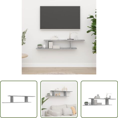 Scaffale da parete -  Scaffale TV Parete Grigio Cemento 125x18x23cm Legno Multistrato